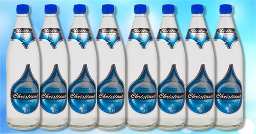 De 1liter fles chritiana mineraal water